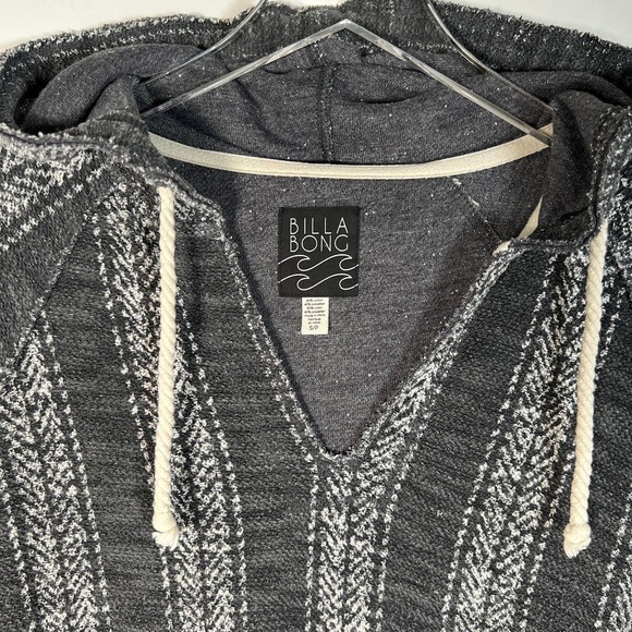 Billabong Women's Pacific Please Sweatshirt S Gray White Drawstring Hooded EUC! - Picture 5 of 7
